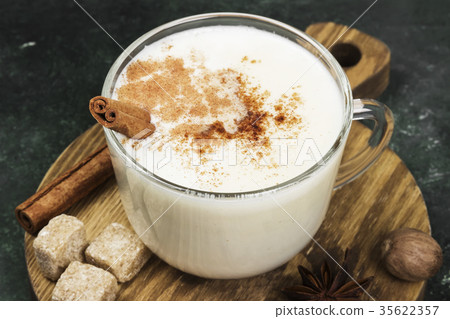 Christmas drink eggnog and ingredients 35622357