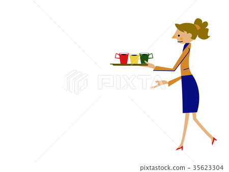 Female employee carrying coffee. office worker. Female employee carrying coffee. office worker. 35623304