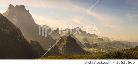 Mountain and blue sky at Kasi, Laos. Mountain and blue sky at Kasi, Laos. 35625660