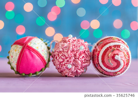 Christmas and new year colored balls on the 35625746