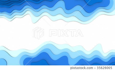 paper cut water deep layer. 3d rendering 35626005