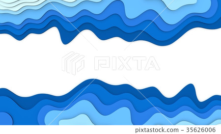 paper cut water deep layer. 3d rendering paper cut water deep layer. 3d rendering 35626006