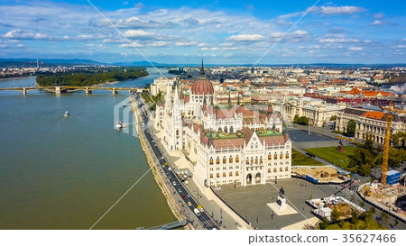 Aerial footage from a drone shows the historical Aerial footage from a drone shows the historical 35627466