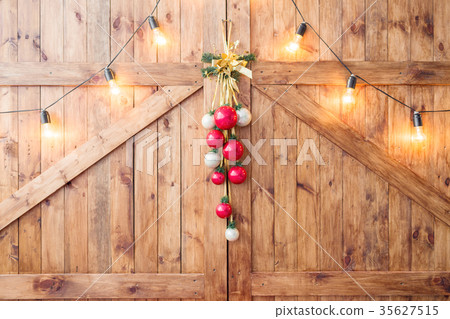 Christmas decoration on old grunge wooden board 35627515