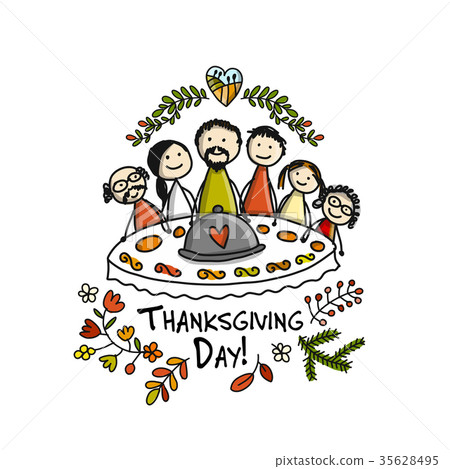 圖庫插圖: thanksgiving day, family together have a dinner