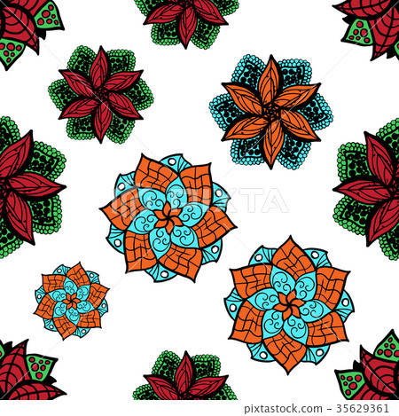Seamless zen doodle mandala background for art. Seamless zen doodle mandala background for art. 35629361