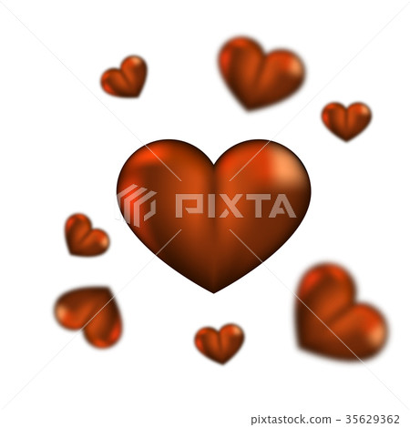 Realistic 3D Colorful Red Valentine metal Hearts Realistic 3D Colorful Red Valentine metal Hearts 35629362