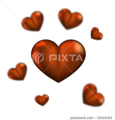 Realistic 3D Colorful Red Valentine metal Hearts Realistic 3D Colorful Red Valentine metal Hearts 35629363