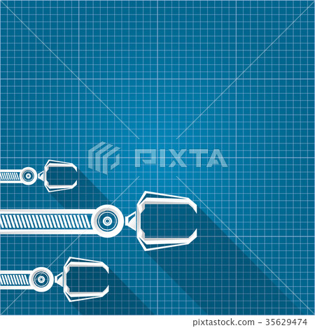vector robotic arm symbol on blueprint paper 35629474