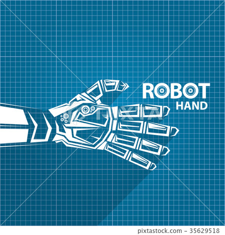 vector robotic arm symbol on blueprint paper vector robotic arm symbol on blueprint paper 35629518