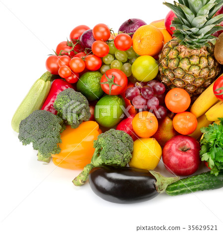 Collection of bright fresh fruits and vegetables 35629521