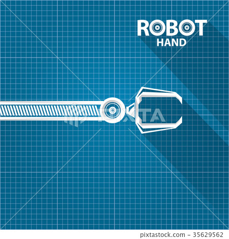 vector robotic arm symbol on blueprint paper 35629562