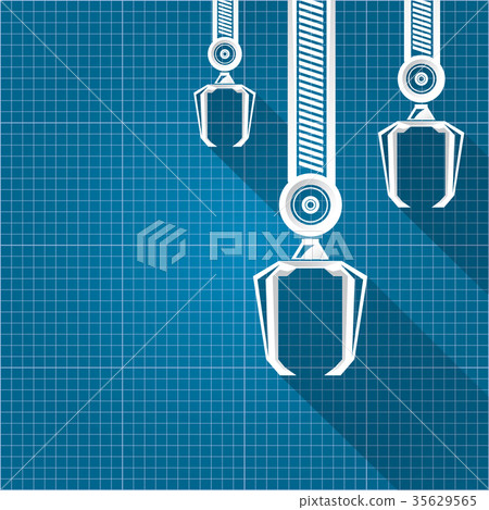 vector robotic arm symbol on blueprint paper vector robotic arm symbol on blueprint paper 35629565