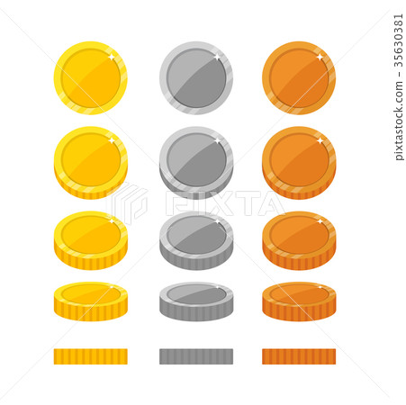Flat cartoon coins rotation frames 35630381