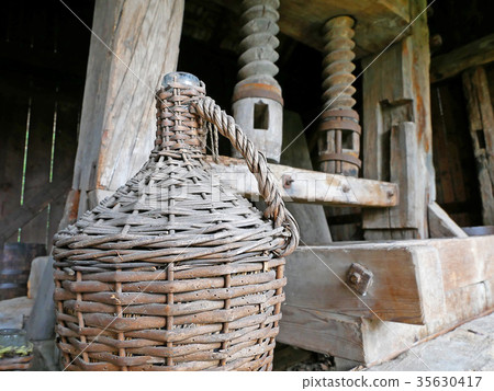 An ancient wooden Wine press. 35630417