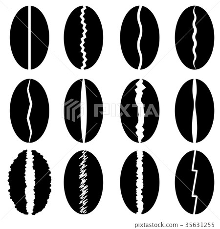 Set of Different Coffee Beans Silhouettes 35631255