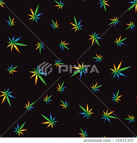 Colorful Cannabis Leaves Seamless Pattern - Stock Illustration ...