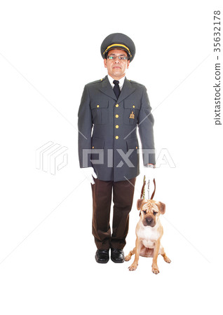 Guard with dog. Guard with dog. 35632178