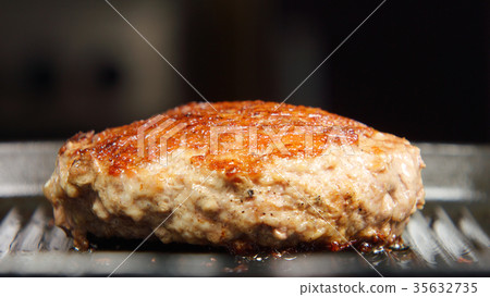 Fried beefsteak on a grill - Close up Fried beefsteak on a grill - Close up 35632735