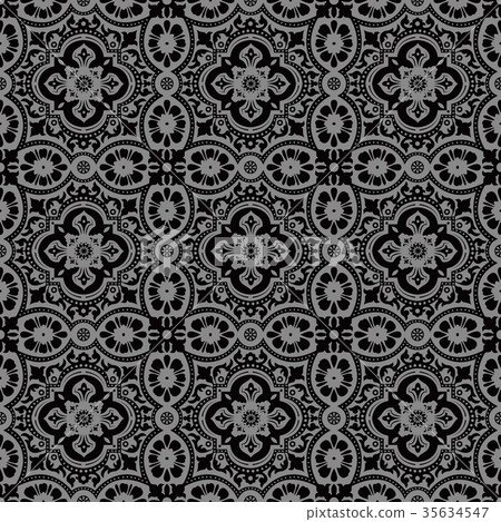 Antique seamless silver retro pattern background 35634547