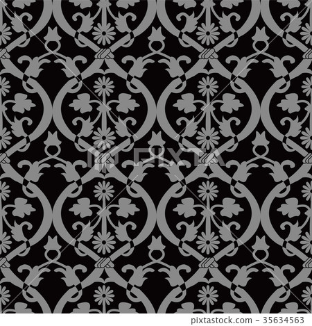 Antique seamless silver retro pattern background - Stock Illustration ...