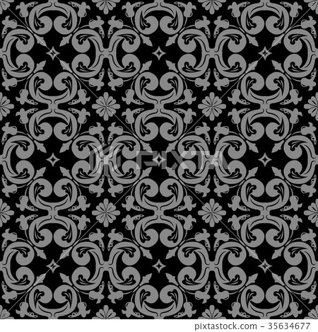 Antique seamless silver retro pattern background - Stock Illustration ...