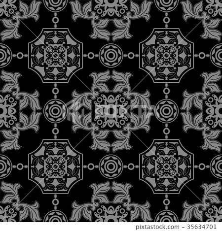 Antique seamless silver retro pattern background - Stock Illustration ...