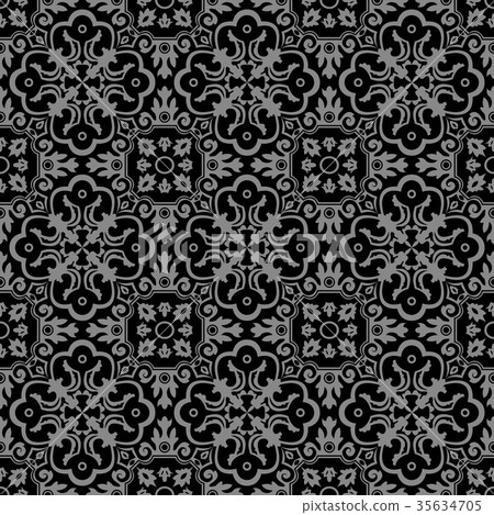 Antique seamless silver retro pattern background 35634705