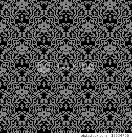 Antique seamless silver retro pattern background 35634706