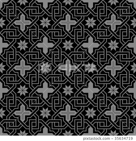 Antique seamless silver retro pattern background 35634719
