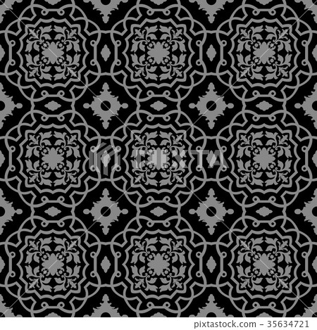 Antique seamless silver retro pattern background 35634721