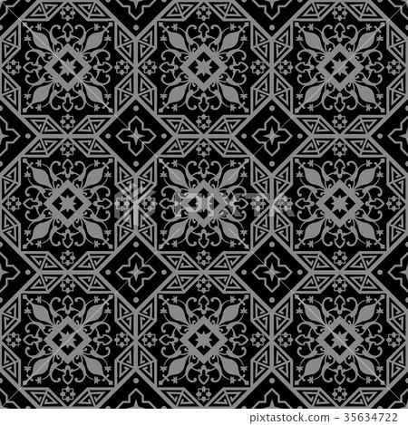 Antique seamless silver retro pattern background 35634722