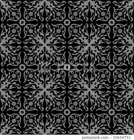Antique seamless silver retro pattern background - Stock Illustration ...