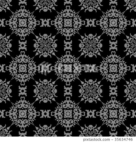 Antique seamless silver retro pattern background - Stock Illustration ...