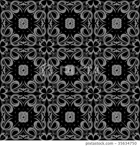 Antique seamless silver retro pattern background - Stock Illustration ...