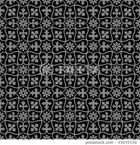 Antique seamless silver retro pattern background 35635530