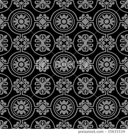 Antique seamless silver retro pattern background - Stock Illustration ...