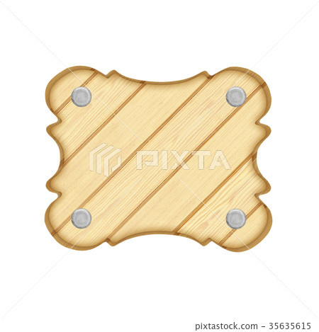 empty wooden sign isolated on white background 35635615