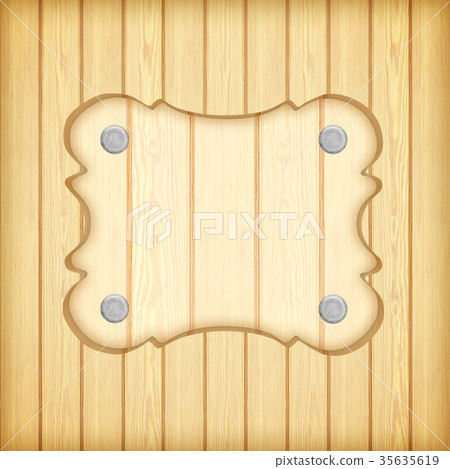 wooden sign board frame on wooden planks  35635619
