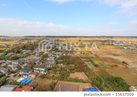 在Kisarazu市Ijiri附近的鳥瞰圖 35637509