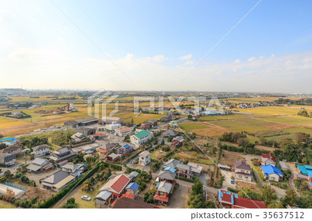 在Kisarazu市Ijiri附近的鳥瞰圖 35637512