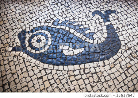 Traditional portuguese pavement detail in Macau 35637643