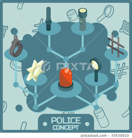 Police color isometric concept icons 35638010