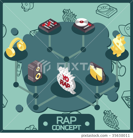 Rap color isometric concept icons 35638011