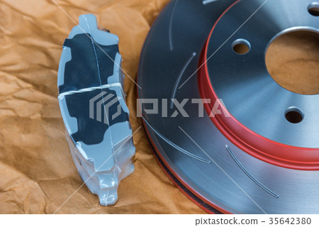 Disc brake it's a part of car use for stop the car Disc brake it's a part of car use for stop the car 35642380