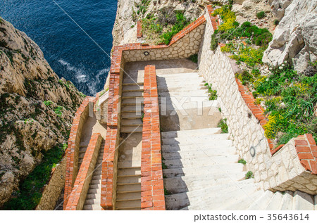 Stairways to Neptune Cave in Capo Caccia Stairways to Neptune Cave in Capo Caccia 35643614