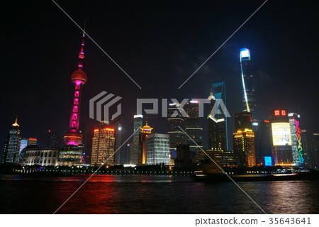 Shanghai Pudong night view Shanghai Pudong night view 35643641