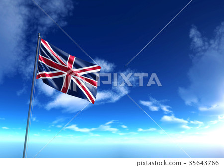 Flag of United Kingdom under blue sky 35643766