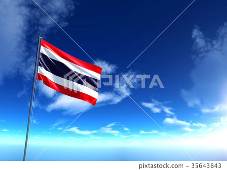 Flag of Thailand under blue sky, 3D rendering 35643843