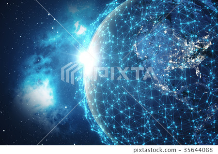 3D Rendering Global Network Background. Connection 35644088